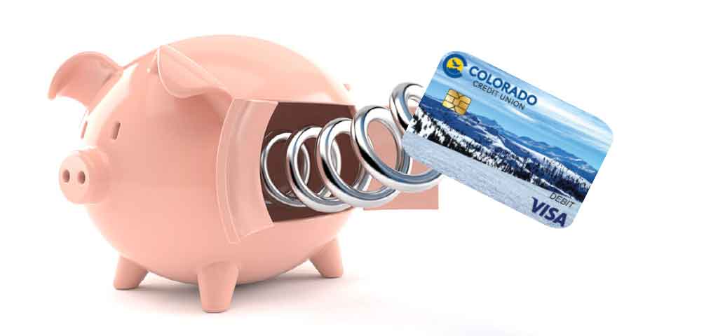 Piggy bank with debit card
